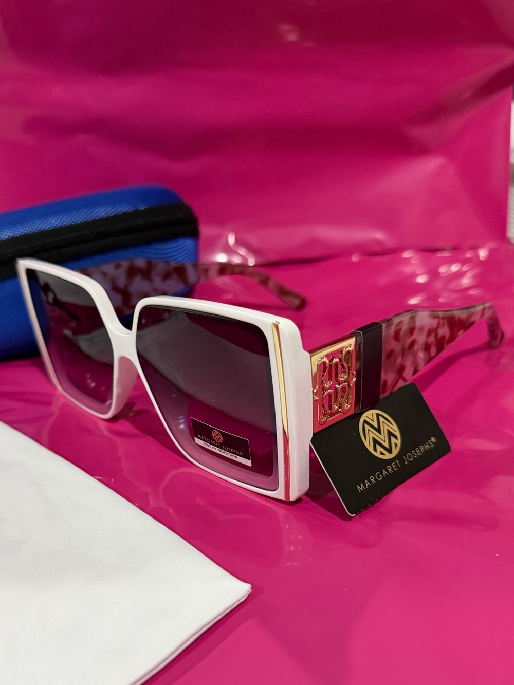 Margaret Josephs square sunglasses
white brown purple animal print plastic frame